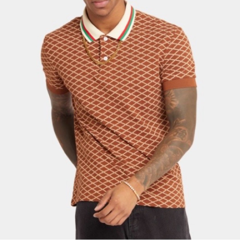 XXIII Brand Printed Polo Shirt In Brown (SKU518)